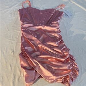 Glamorous Pink Ruched Mini Dress